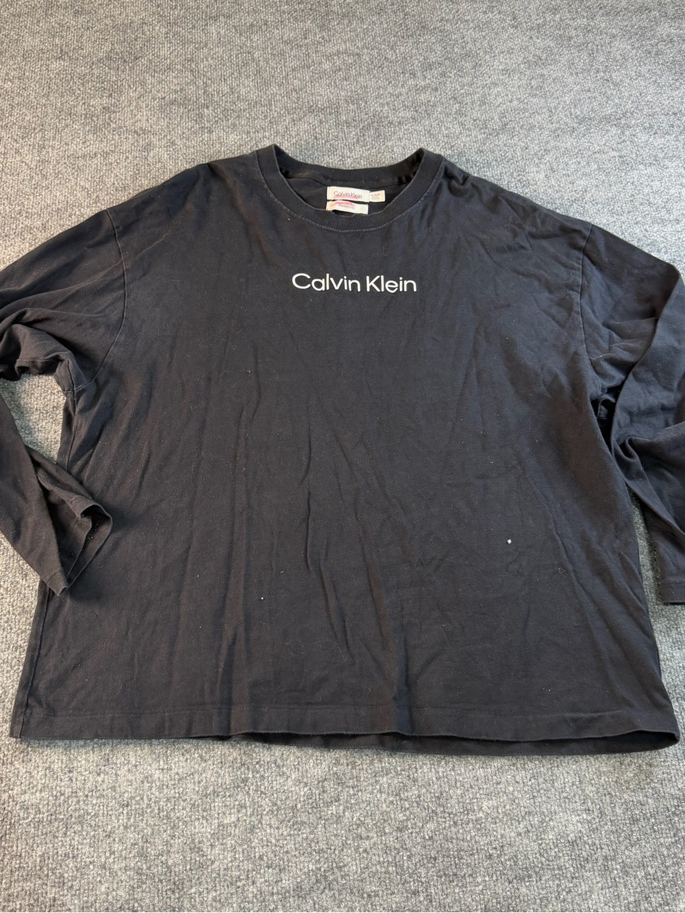 Calvin Klein Black Long Sleeve Shirt with White Logo Center